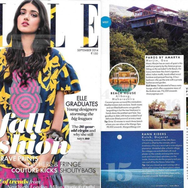 ELLE magazine feature highlighting Mango Beach House, Alibaug as a luxury beach stay