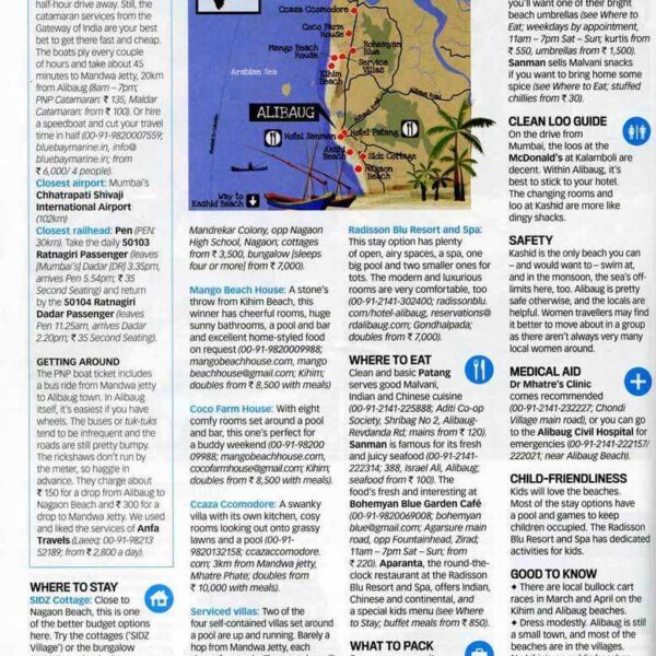 Lonely Planet Alibaug guide featuring Mango Beach House as a recommended stay