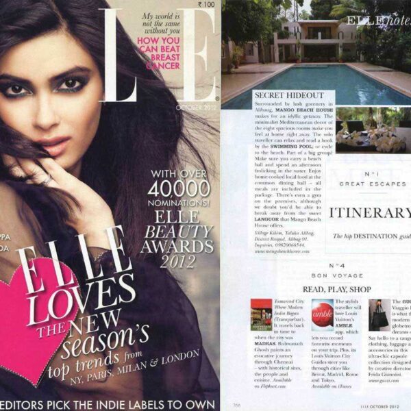 ELLE magazine features Mango Beach House Alibaug as a luxury beach resort getaway
