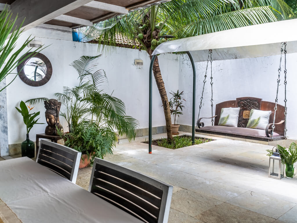 Garden courtyard at Casa Mango boutique villa in Alibaug