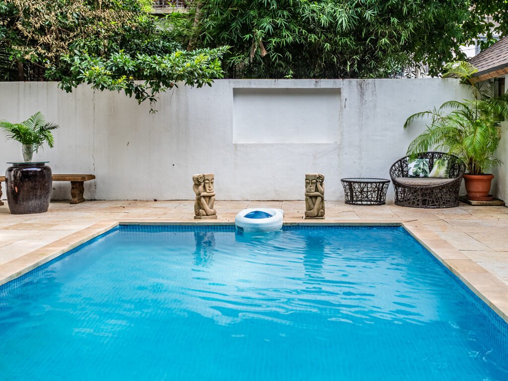 Private swimming pool at Mango Villa, a luxury villa in Alibaug with pool