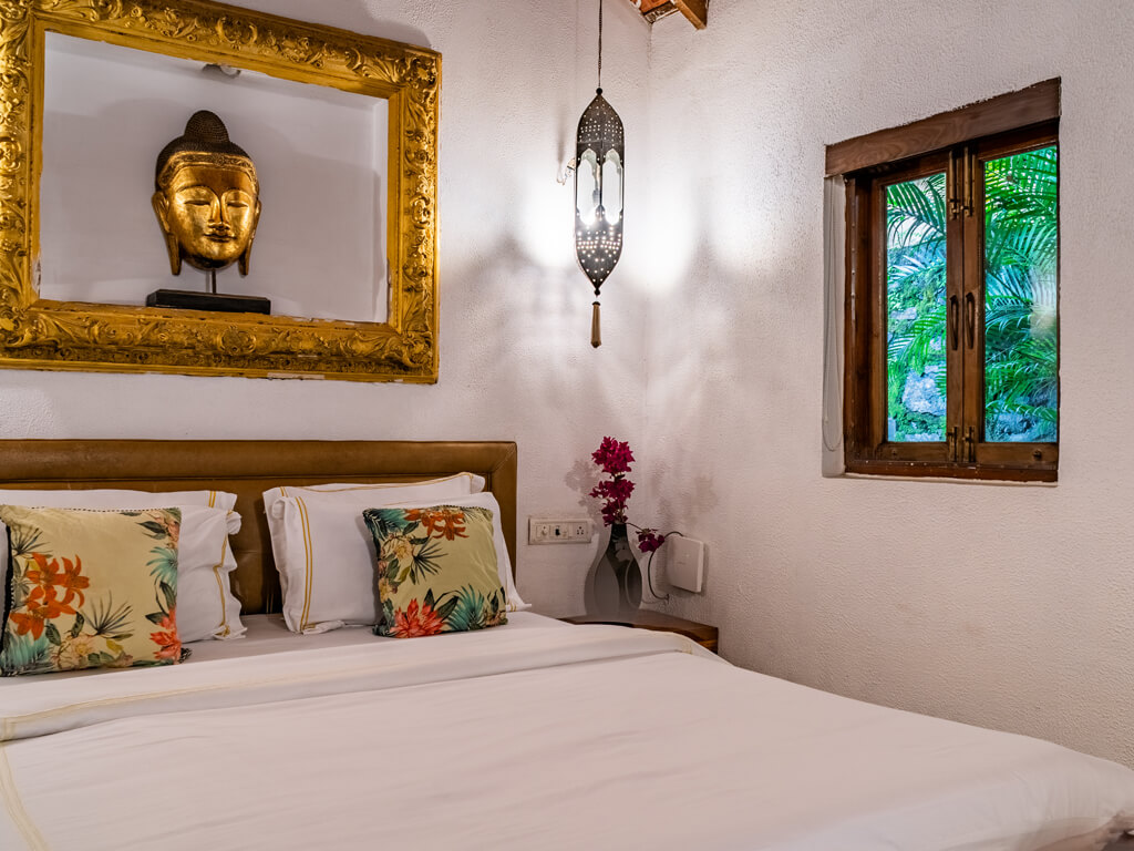Luxury bedroom at Mango Villa, a private villa on rent in Alibaug