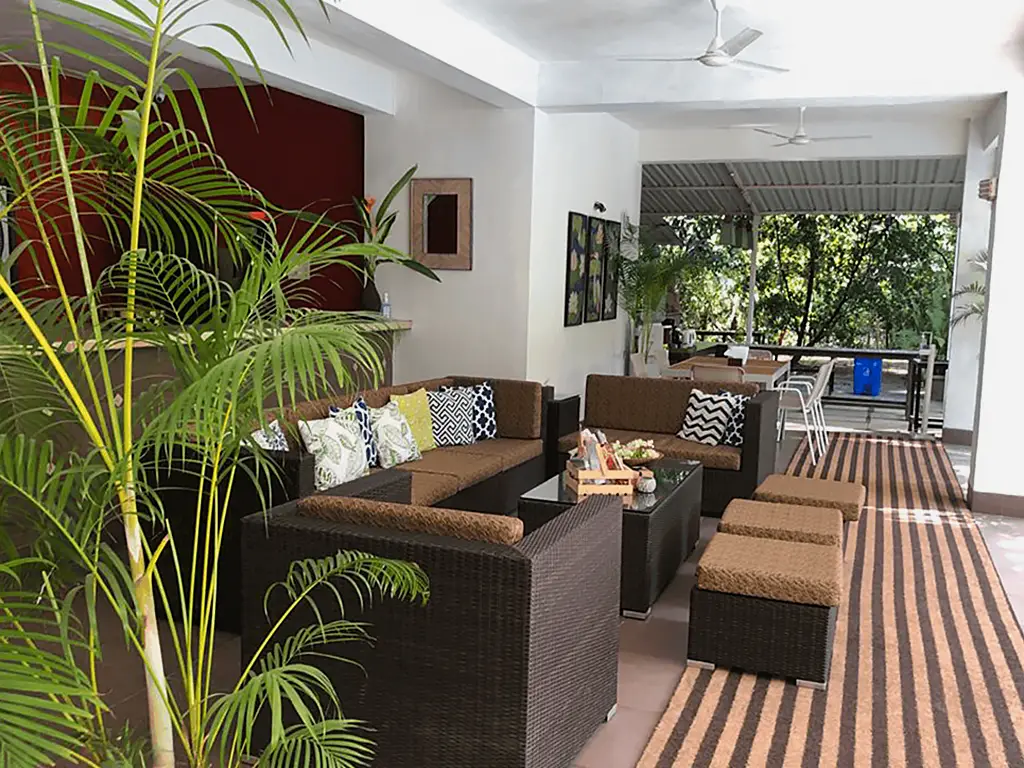 Lounge area in private bungalows on rent in Alibaug