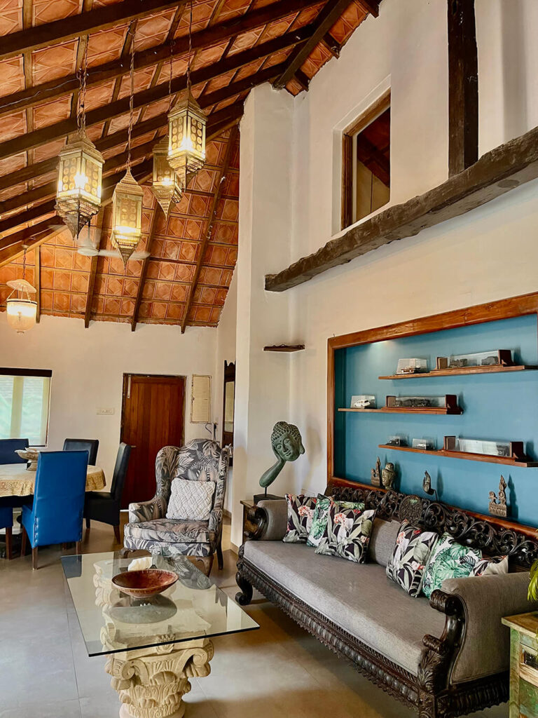 Elegant living area at Mango Villa, a luxury villa in Alibaug for rent